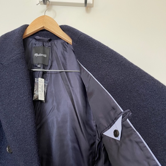 Madewell Oversized Wool Navy Coat Size 4 - Picture 3 of 8